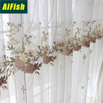 Idyllic Romantic Transparent French Tulle Curtains Living Room Bedroom European Luxury Pink Lace Embroidery Yarn M063-3
Idyllic Romantic Transparent French Tulle Curtains Living Room Bedroom European Luxury Pink Lace Embroidery Yarn M063-3