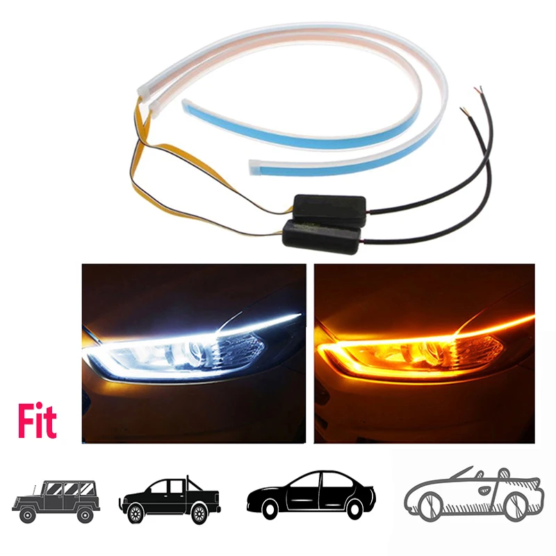 LED DRL Daytime Running Light Flow Runs Headlight LED Strip Brake Running Lights 2pcs Flexible Universal Accesories for Car
LED DRL Daytime Running Light Flow Runs Headlight LED Strip Brake Running Lights 2pcs Flexible Universal Accesories for Car