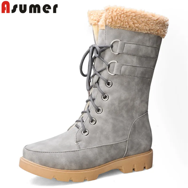 Asumer 2020 new mid calf boots women round toe lace up autumn winter boots cross tied ladies boots big size 34-43
Asumer 2020 new mid calf boots women round toe lace up autumn winter boots cross tied ladies boots big size 34-43