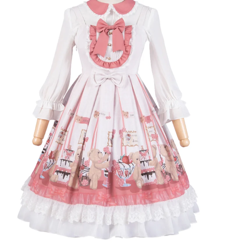 Little bear printing Victoria lace Ruffle dress lolita jsk loli dress gothic Japanese girl Cosplay Vestidos sweet cute girl
Little bear printing Victoria lace Ruffle dress lolita jsk loli dress gothic Japanese girl Cosplay Vestidos sweet cute girl