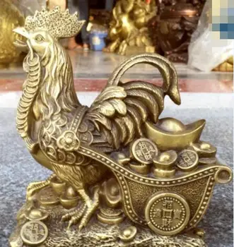 6.8“”Old China antique brass Copper Cock statue 
6.8“”Old China antique brass Copper Cock statue