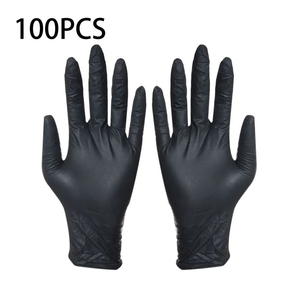100pcs Disposable Black Gloves Household Cleaning Washing Gloves Nitrile Laboratory Nail Art Medical Tattoo Anti-Static Gloves