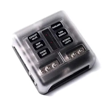 6-Way Fuse Block W/Negative Bus - ATC/ATO Fuse Box with LED Warning Indicator & Durable Protection Cover for Automotive
6-Way Fuse Block W/Negative Bus - ATC/ATO Fuse Box with LED Warning Indicator & Durable Protection Cover for Automotive