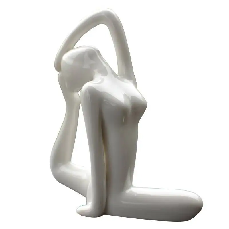 Белые керамические статуэтки для йоги с абстрактным изображением винтажный
