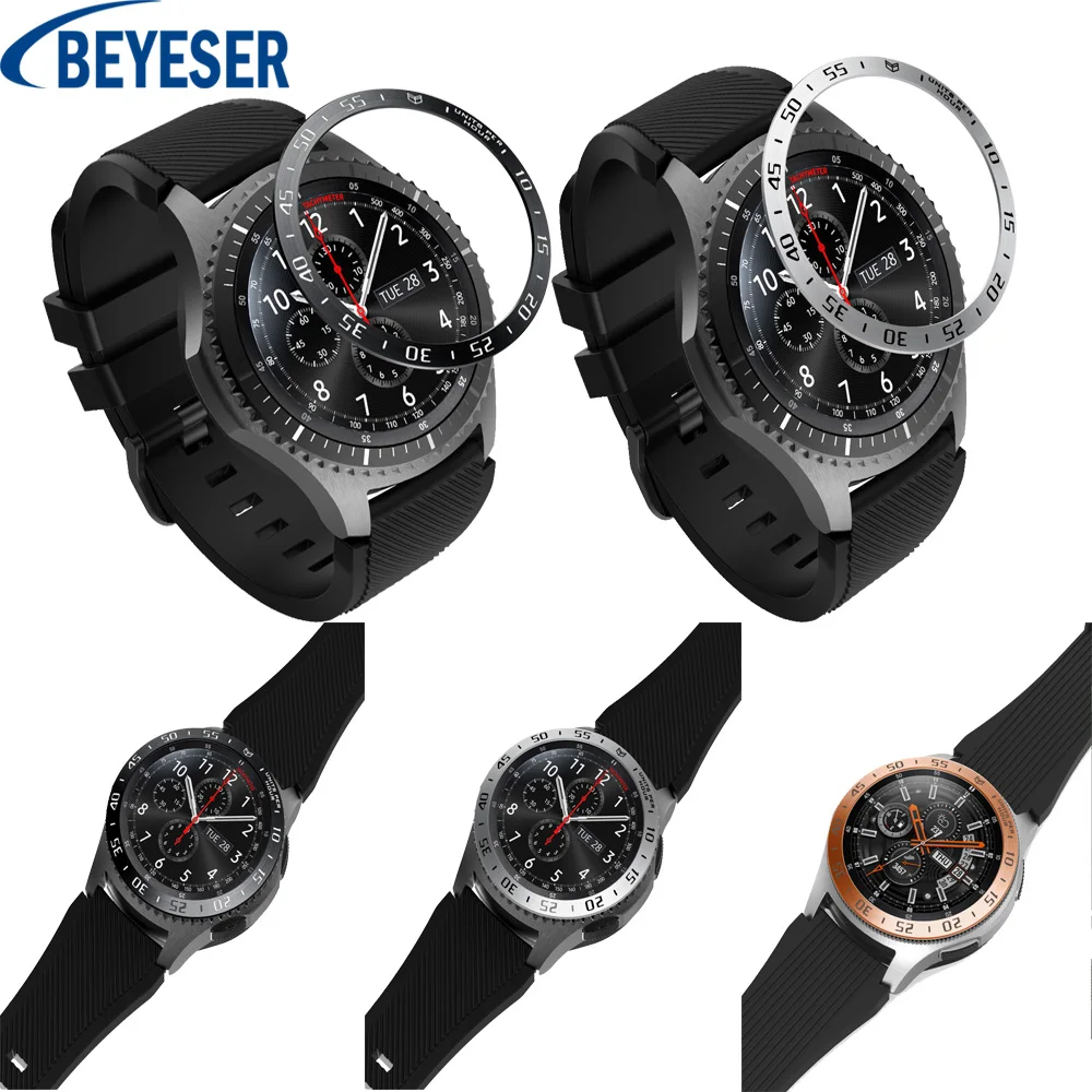 

22mm Bezel Cover for Samsung Galaxy Watch 46mm/ Gear S3 Frontier Bezel Ring Adhesive Cover Anti Scratch Steel Protection Circle