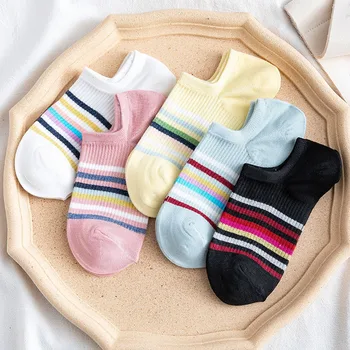 Women Original Rainbow Striped Cotton Socks Casual Joker Thin Boat Socks For Ladies Comfortable Breathable Sox Trendy 
Women Original Rainbow Striped Cotton Socks Casual Joker Thin Boat Socks For Ladies Comfortable Breathable Sox Trendy