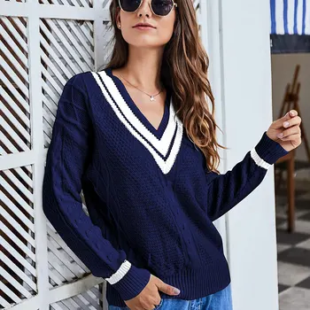2020 women's fall/winter sweater v-neck loose long-sleeved Patchwork solid-color sweater sweater sweater
2020 women's fall/winter sweater v-neck loose long-sleeved Patchwork solid-color sweater sweater sweater