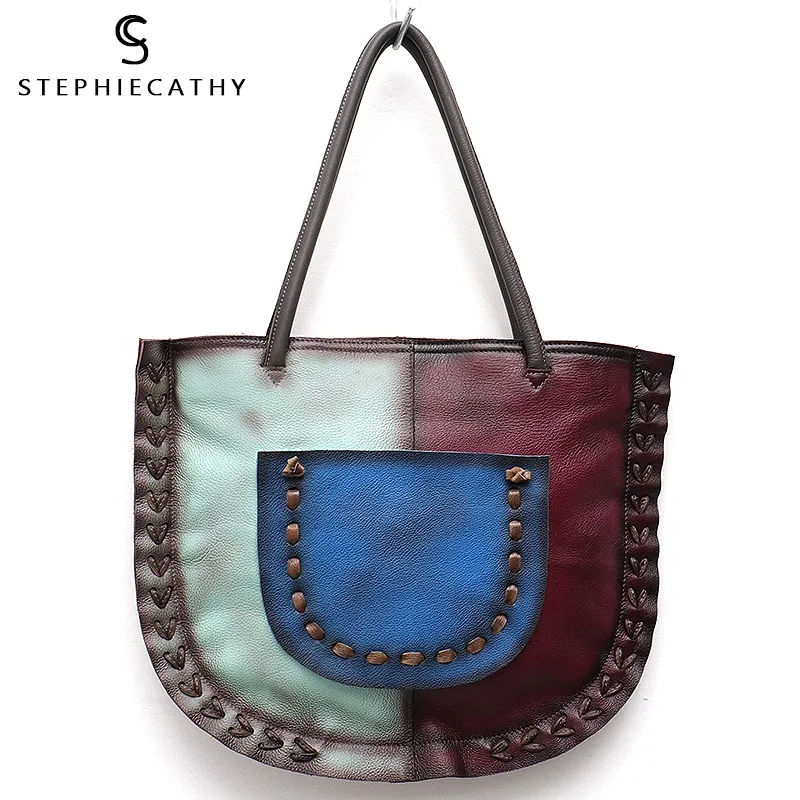 SC Retro Genuine Leather Tote Bag For Women Patchwork&Woven Design Ladies Vintage Random Color Shoulder Bag Femal Casual Handbag
SC Retro Genuine Leather Tote Bag For Women Patchwork&Woven Design Ladies Vintage Random Color Shoulder Bag Femal Casual Handbag