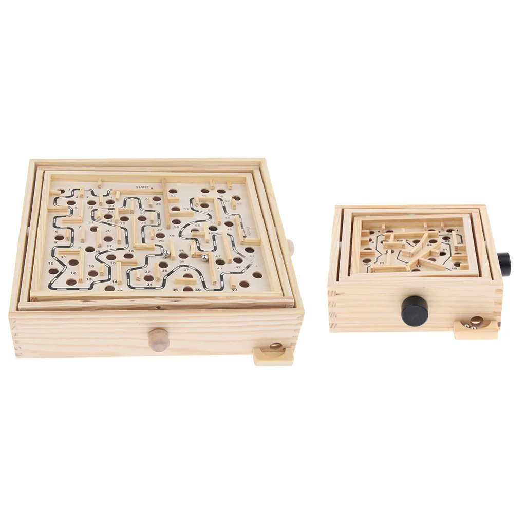 Wood Labyrinth Puzzle Balance Board Bead Maze Game Educational Toy Wood Labyrinth Puzzle Balance Board Bead Maze Game Educational Toy