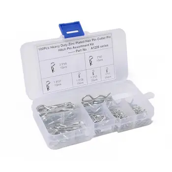 100PCS Zinc Plated Hair Pin Hitch Retaining R Clip Lynch Cotter Spring Assorted Kit Split Cotter Pins Kit Set Fastener Pins
100PCS Zinc Plated Hair Pin Hitch Retaining R Clip Lynch Cotter Spring Assorted Kit Split Cotter Pins Kit Set Fastener Pins