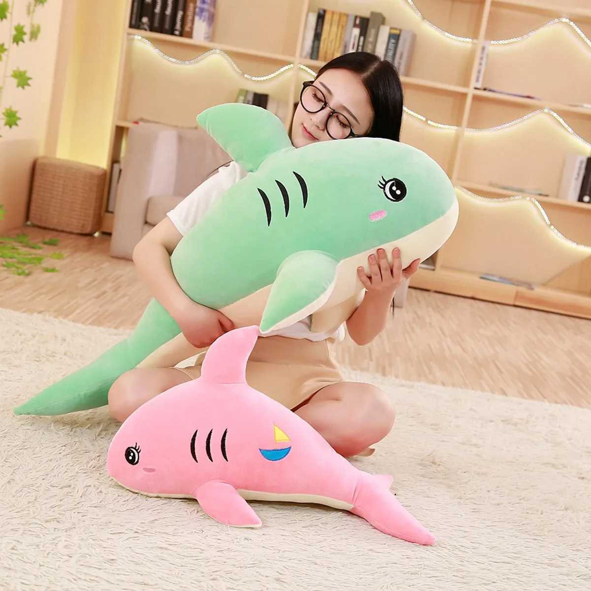 

Shark Toy Plush Doll Great White Sharks Pillow Doll Pajama Doll Girl'S Tanabata Festival Birthday Gift