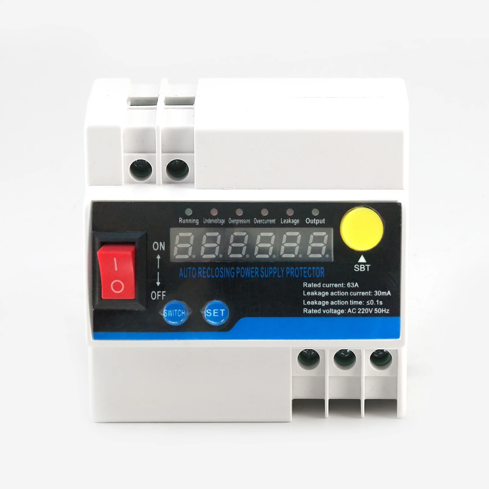 Household 63A Single-Phase Automatic Reclosing Leakage Protector Electric Source Protecting Device
Household 63A Single-Phase Automatic Reclosing Leakage Protector Electric Source Protecting Device