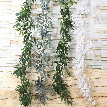 

Artificial Ivy Green Leaf Garland Plants Fake Vine Foliage Flowers Home Garden Leaves Decor Fake Rattan String Willow Decoration