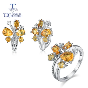 TBJ,New Natural gemstone Citrine jewelry set 925 sterling silver ring/earrings simple flowers design for girls birthday gift
TBJ,New Natural gemstone Citrine jewelry set 925 sterling silver ring/earrings simple flowers design for girls birthday gift