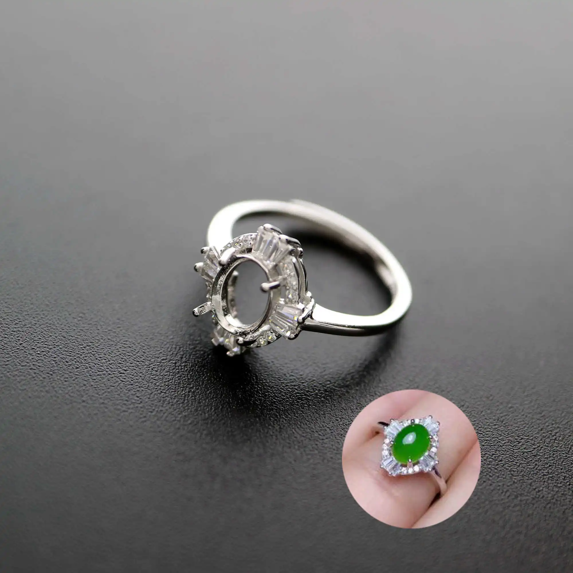 Multiple Size Solid 925 Sterling Silver Rose Gold Tone Oval Prong Bezel Adjustable Ring Settings DIY Supplies 1224008 | Украшения и