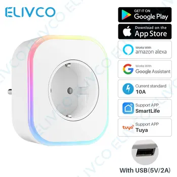Smart Plug WiFi EU Plug 10A With USB Dimming Lamp Smart Life APP Remote Control Smart Home Compatible Alexa Google Assistant
Smart Plug WiFi EU Plug 10A With USB Dimming Lamp Smart Life APP Remote Control Smart Home Compatible Alexa Google Assistant
