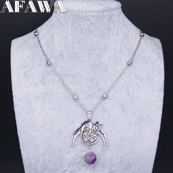 AFAWA Witchcraft Moon Pentagram Cat Silver Color Stainless Steel Statement Necklace Men/Women Jewelry colares feminino N3318S02
AFAWA Witchcraft Moon Pentagram Cat Silver Color Stainless Steel Statement Necklace Men/Women Jewelry colares feminino N3318S02