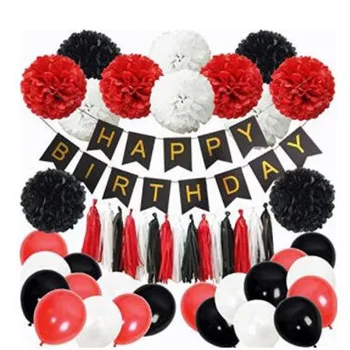 46Pcs Black and Red Happy Birthday Party Decor Set Cartoon Party Supplies Tissue Paper Pom Pom Tassel Garland Balloon
46Pcs Black and Red Happy Birthday Party Decor Set Cartoon Party Supplies Tissue Paper Pom Pom Tassel Garland Balloon