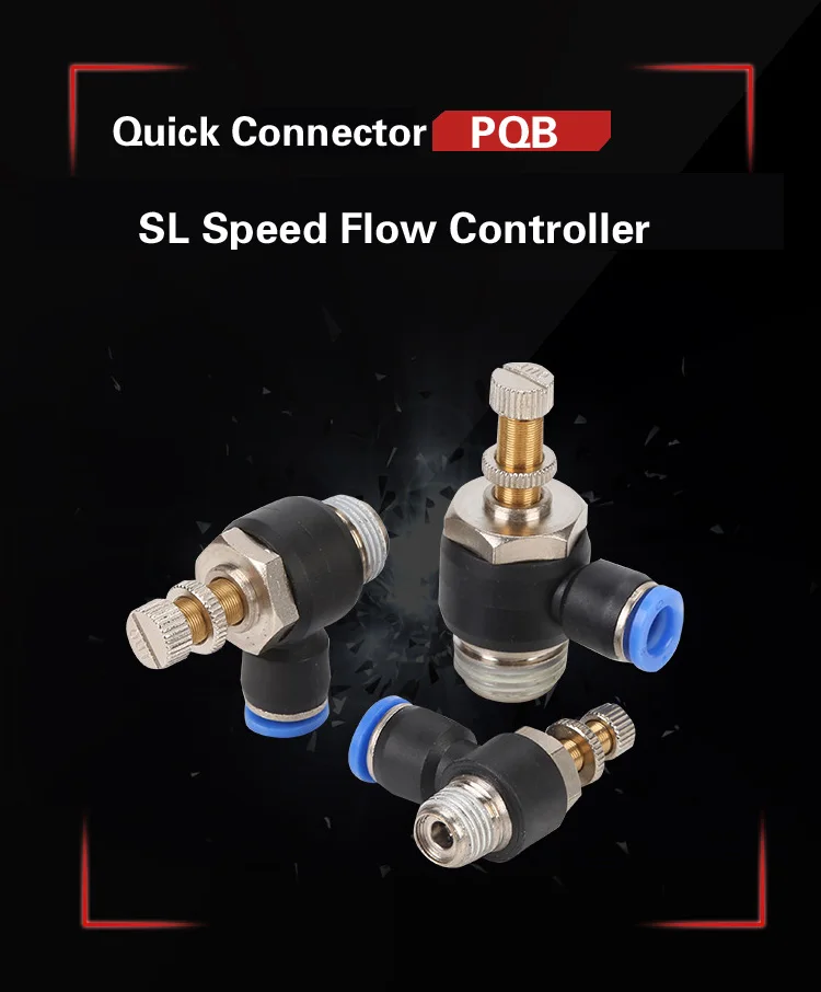 Description Picture 3 of itemPneumatic Speed Flow Controller 8mm 6mm 10mm 12mm OD Hose Tube 1/4"BSP 1/8" 3/8" 1/2" Male Gas Airflow Limit Valve Quick Fitting
