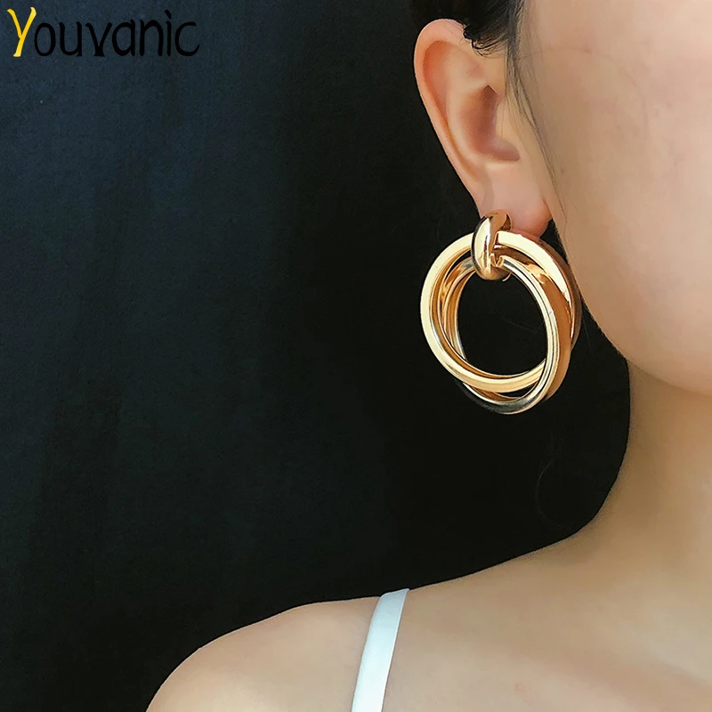 Youvanic Fashion Women Punk Gold Silver Double Round Geometric Drop Earrings Female Circle Ring Earring Brincos Ear Jewelry 1541
Youvanic Fashion Women Punk Gold Silver Double Round Geometric Drop Earrings Female Circle Ring Earring Brincos Ear Jewelry 1541