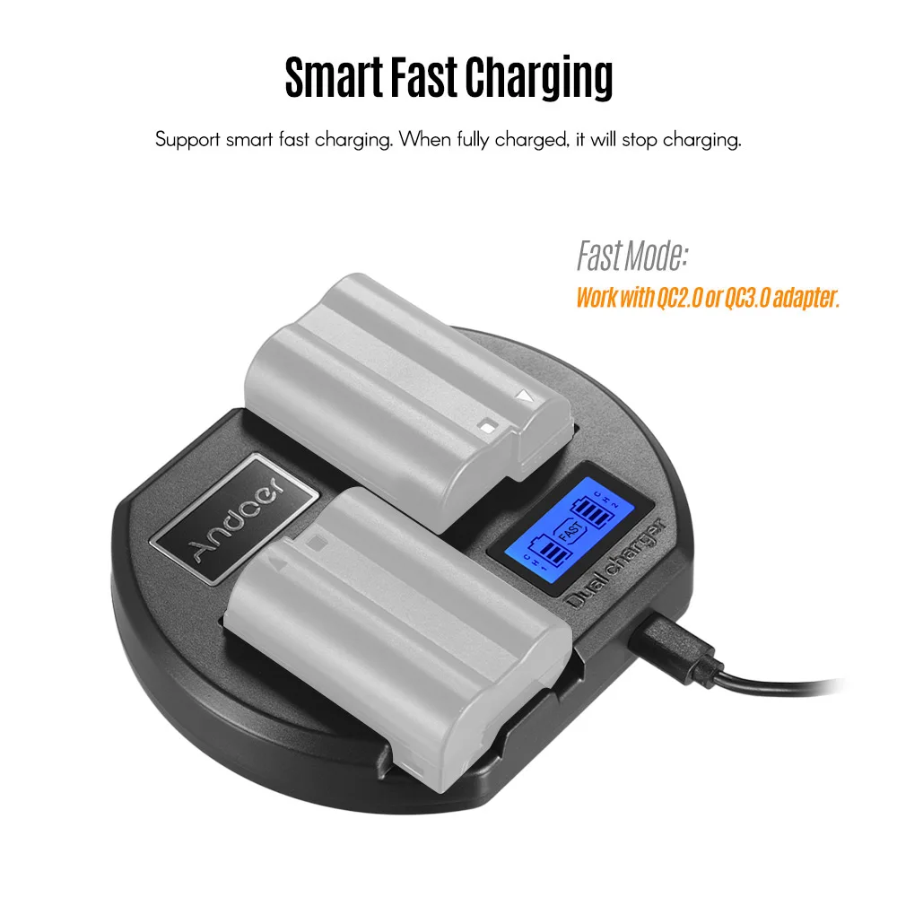 Dual-channel Camera Battery Charger with US Quick Charging Adapter LCD Display USB for Nikon EN-EL15 Battery for Nikon
Dual-channel Camera Battery Charger with US Quick Charging Adapter LCD Display USB for Nikon EN-EL15 Battery for Nikon
