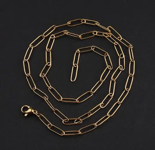 

10pcs/lot Necklaces DIY For Women Men Personalized Stainless Steel Gold Chain Necklaces Jewelry Mom Birthday Gift