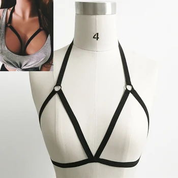 

Lanshifei W0488 Sexy Black Body Harness Bondage Breast Sex Toy For Womern Erotic Lingerie Belts Elastic Strappy Tops Caged Bras