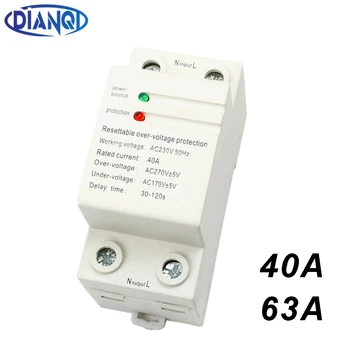 1 pcs 40A 63A 230V Din rail automatic recovery reconnect over voltage and under voltage protective device protection
1 pcs 40A 63A 230V Din rail automatic recovery reconnect over voltage and under voltage protective device protection