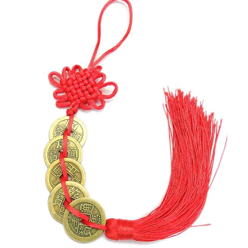 Description Picture 3 of item1PCS Chinese Knots Feng Shui Wealth Success Copper Coins Tassel DIY Curtain Garments Decorative Accessories Craft Lucky Charm