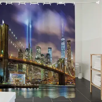 Shower Curtain Fabric Polyester Fabric,Waterproof, Machine Washable, Apartment Set,Manhattan Skyline with Brooklyn Bridge and
Shower Curtain Fabric Polyester Fabric,Waterproof, Machine Washable, Apartment Set,Manhattan Skyline with Brooklyn Bridge and