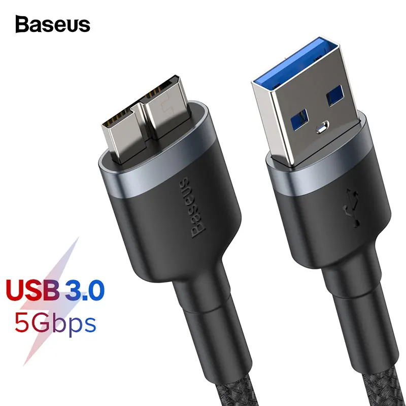 

Baseus USB 3.0 To Micro B Cable 5GB Fast USB Type A Micro-B Data Cable for Samsung S5 Note 3 HDD External Hard Drive Disk Cord