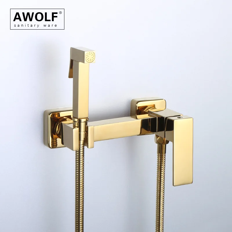 Solid Brasss Shiny Titanium Gold Handheld Toilet Bidet Sprayer Square Design Douche Kit Hot And Cold Shower Bidet Faucet AP2271
Solid Brasss Shiny Titanium Gold Handheld Toilet Bidet Sprayer Square Design Douche Kit Hot And Cold Shower Bidet Faucet AP2271