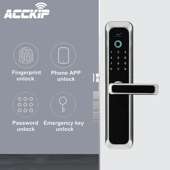 ACCKIP Fingerprint Smart Door lock Wifi Code Card Key Digital Electronic Lock with Doorbell Deadbolt Lock For Home Security
ACCKIP Fingerprint Smart Door lock Wifi Code Card Key Digital Electronic Lock with Doorbell Deadbolt Lock For Home Security