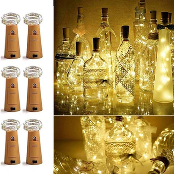 6pcs/lot 2M 20 LEDS Wine Bottle Light with Battery Operated LED Cork Shape Silver Copper Wire Warm white Fairy Mini String light
6pcs/lot 2M 20 LEDS Wine Bottle Light with Battery Operated LED Cork Shape Silver Copper Wire Warm white Fairy Mini String light