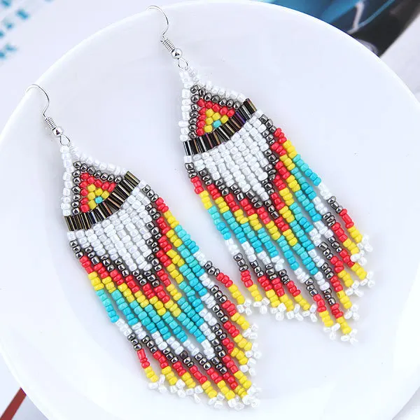 VOHE 2019 Colorful Boho Ethnic Tassel Beads Long Drop Earrings Women Spring Summer Handmade Wedding Statement Jewelry
VOHE 2019 Colorful Boho Ethnic Tassel Beads Long Drop Earrings Women Spring Summer Handmade Wedding Statement Jewelry
