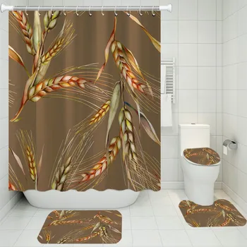Wheat Print Polyester Fabric Shower Curtain Set with Hooks 3/4 Piece Bath Curtain Non Slip Bath Carpet Toilet Lid Cover Decor
Wheat Print Polyester Fabric Shower Curtain Set with Hooks 3/4 Piece Bath Curtain Non Slip Bath Carpet Toilet Lid Cover Decor
