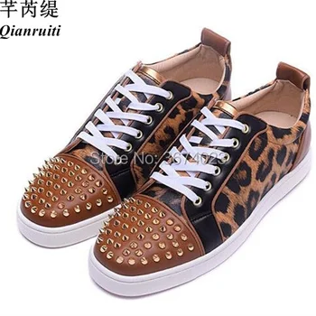 Qianruiti Fashion Men Leopard Sneakers Spiked Toe Casual Shoes Lace up Flat Rubber Sole Trainers Chaussure Hombre
Qianruiti Fashion Men Leopard Sneakers Spiked Toe Casual Shoes Lace up Flat Rubber Sole Trainers Chaussure Hombre