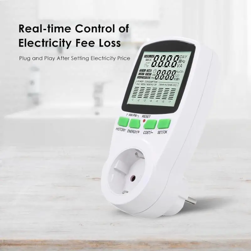 Ac Power Meter 220V Digital Wattmeter Eu Energy Meter Watt Monitoring Power Cost Map Measurement Socket Analyzer Universal New
Ac Power Meter 220V Digital Wattmeter Eu Energy Meter Watt Monitoring Power Cost Map Measurement Socket Analyzer Universal New