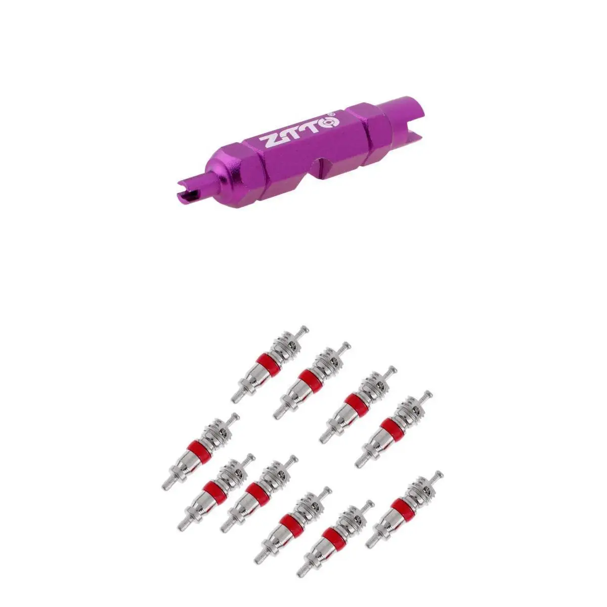 Double Head Multifunction MTB Schrader Presta Tire Valve Core Removal Tool + Schrader Removable Valve Cores Double Head Multifunction MTB Schrader Presta Tire Valve Core Removal Tool + Schrader Removable Valve Cores