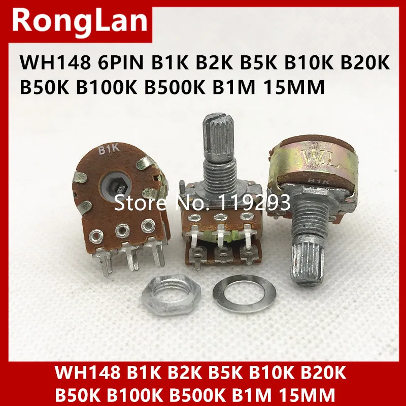 

[BELLA] 148 16 type double volume potentiometer B1K B2K B5K B10K B20K B50K B100K B500K B1M 6PIN complete resistance--50PCS/LOT