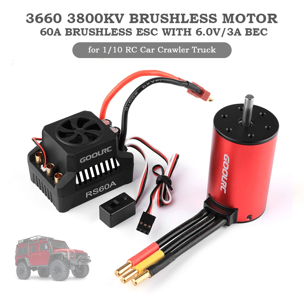 GoolRC 3660 3800KV Brushless Motor and 60A Brushless Splash-Proof Electronic Speed Controller ESC for 1/10 RC Car Crawler Truck
GoolRC 3660 3800KV Brushless Motor and 60A Brushless Splash-Proof Electronic Speed Controller ESC for 1/10 RC Car Crawler Truck