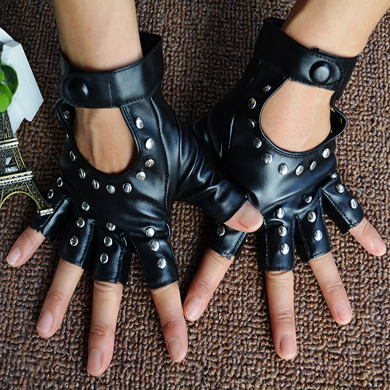 1 Pair Halloween Black Pu Leather Fingerless Gloves Female Half Finger Driving Women Fashion Punk Gloves Dance Rivets Gloves
1 Pair Halloween Black Pu Leather Fingerless Gloves Female Half Finger Driving Women Fashion Punk Gloves Dance Rivets Gloves