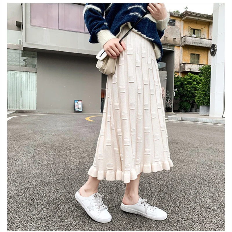 Pleated Knitted Women Skirt 2019 New Autumn Vintage High Waist Solid Long Knitting Skits Female Sweater Skirt Saia Jupe Femme
Pleated Knitted Women Skirt 2019 New Autumn Vintage High Waist Solid Long Knitting Skits Female Sweater Skirt Saia Jupe Femme