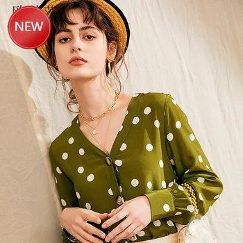 Woman Ou Fan Kitts 2020 Summer New Heavy Silk Shirt French Young Wind Polka-Dot Silk Top Temperment 
Woman Ou Fan Kitts 2020 Summer New Heavy Silk Shirt French Young Wind Polka-Dot Silk Top Temperment