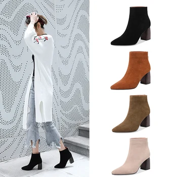2020 New Hot Cow suede Women Ankle Boots 22-24.5cm Casual pointed toe 7CM high heel bootie woman 4 colors all season
2020 New Hot Cow suede Women Ankle Boots 22-24.5cm Casual pointed toe 7CM high heel bootie woman 4 colors all season