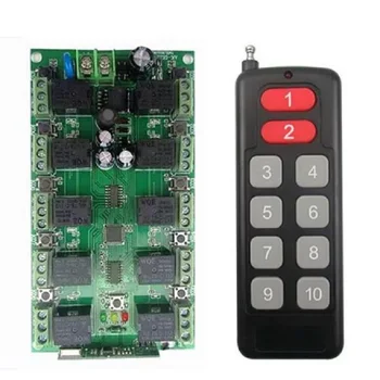 DC 12V 10A 10CH 10 channel RF Wireless Remote Control system 1 Receiver +1 Transmitter Individual learning code Doors/ lamp