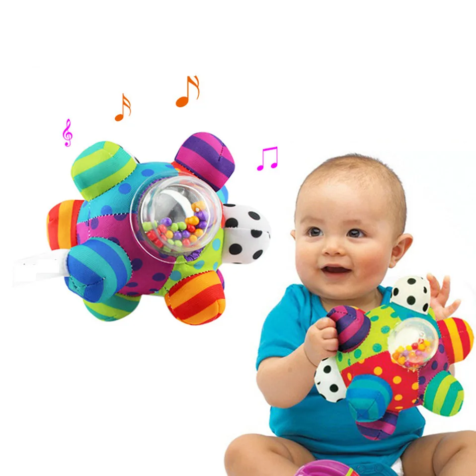 Stofftiere für Neugeborene, Babyspielzeug, 0–12 Monate, musikalische Bettglocke für Babybett, pädagogisches Geschenk für Kleinkinder x (4)