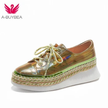 A-BUYBEA New Genuine Leather Women Pumps Metal Cowhide Embossing Wedges Lace-up Women Shoes Comfortable Casual Loafers
A-BUYBEA New Genuine Leather Women Pumps Metal Cowhide Embossing Wedges Lace-up Women Shoes Comfortable Casual Loafers