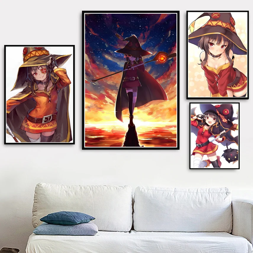 Печать постеров KonoSuba MEGUMIN милая девушка японского аниме подарок чернила Холст