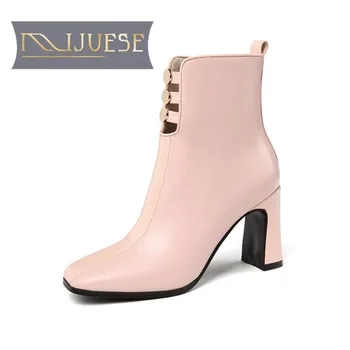 MLJUESE 2021 women Ankle boots Cow leather Winter short plush Square Toe Super High heels female boots size 40
MLJUESE 2021 women Ankle boots Cow leather Winter short plush Square Toe Super High heels female boots size 40